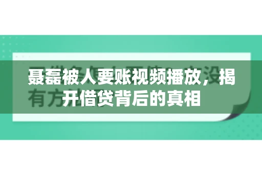 聂磊被人要账视频播放，揭开借贷背后的真相