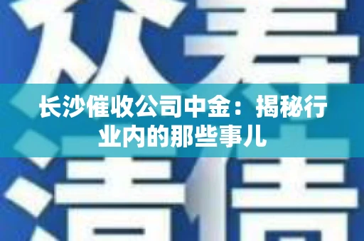 长沙催收公司中金:揭秘行业内的那些事儿 长沙催收公司中金:揭秘行业内的那些事儿